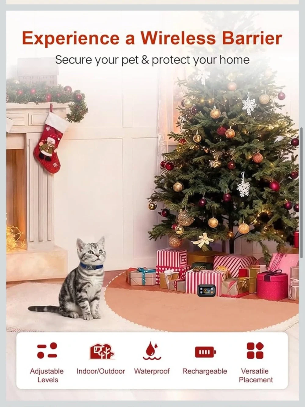Wireless Pet Barrier for Dogs & Cats - Red